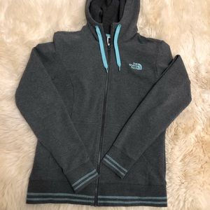 NorthFace Grey/Teal Hoodie